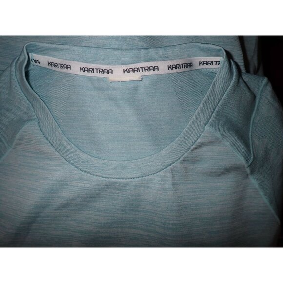 KARI TRAA Women Medium Mint Green Short Sleeve Stretch Active Wear Shirt Workout - Picture 5 of 5